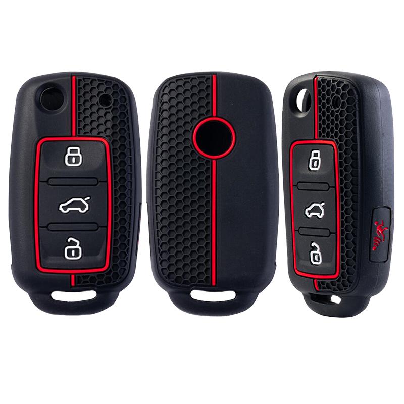 Silicone Car Remote Key Case Cover Shell Fob Keychain For VW Jetta CADDY EOS GTI Golf Passat Tiguan Touran Beetle Transporter