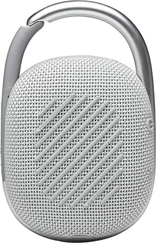 JBL CLIP4 Bluetooth Speaker, USB C Charging, IP67 Dustproof and Waterproof, with Passive Radiator, Portable, 2021 Model, White (JBLCLIP4WHT)