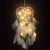 Exquisite Dreamcatcher Feather Decor Pendant Luminescent Ornament Heart Shape Design Hanging Dream Catcher for Bedroom