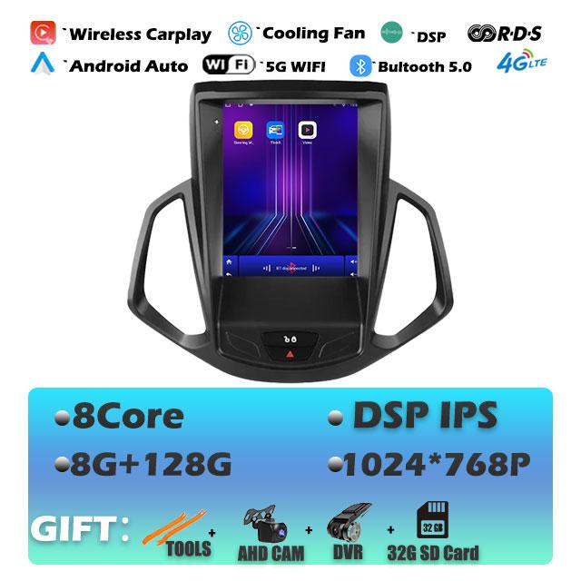 9.7 Lnch For Ford EcoSport 2013-2017 Android 14 Car Radio Auto Multimedia Player IPS Tesla Vertical GPS Carplay Stereo DVR