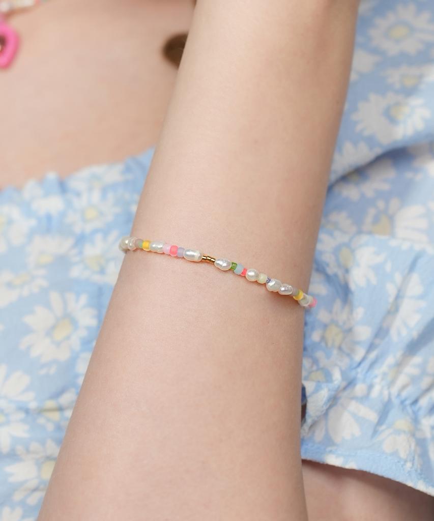 Bonbeau Jelly Beads Water Pearl Bracelet 3Mm Rice Grain Freshwater Pearl Color Bead Bracelet