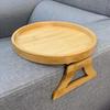 Foldable Sofa Tray Natural Wooden Clip-On Tray Coffee Table Sofa Side Table  Remote Control Storage
