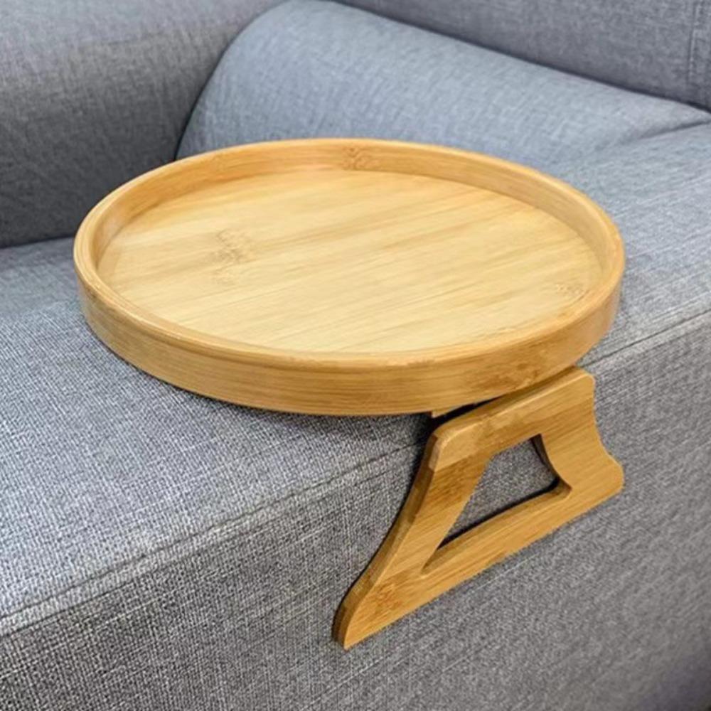 Foldable Sofa Tray Natural Wooden Clip-On Tray Coffee Table Sofa Side Table  Remote Control Storage
