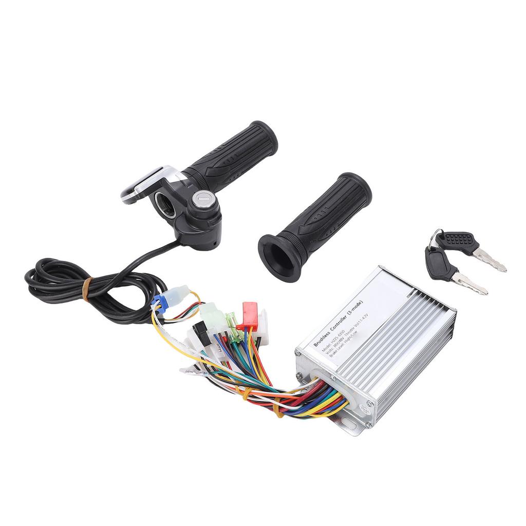 Electric Bike Controller Kit Brushless Motor Controller with Throttle Handle Grip Keys for Electric Scooter Modification