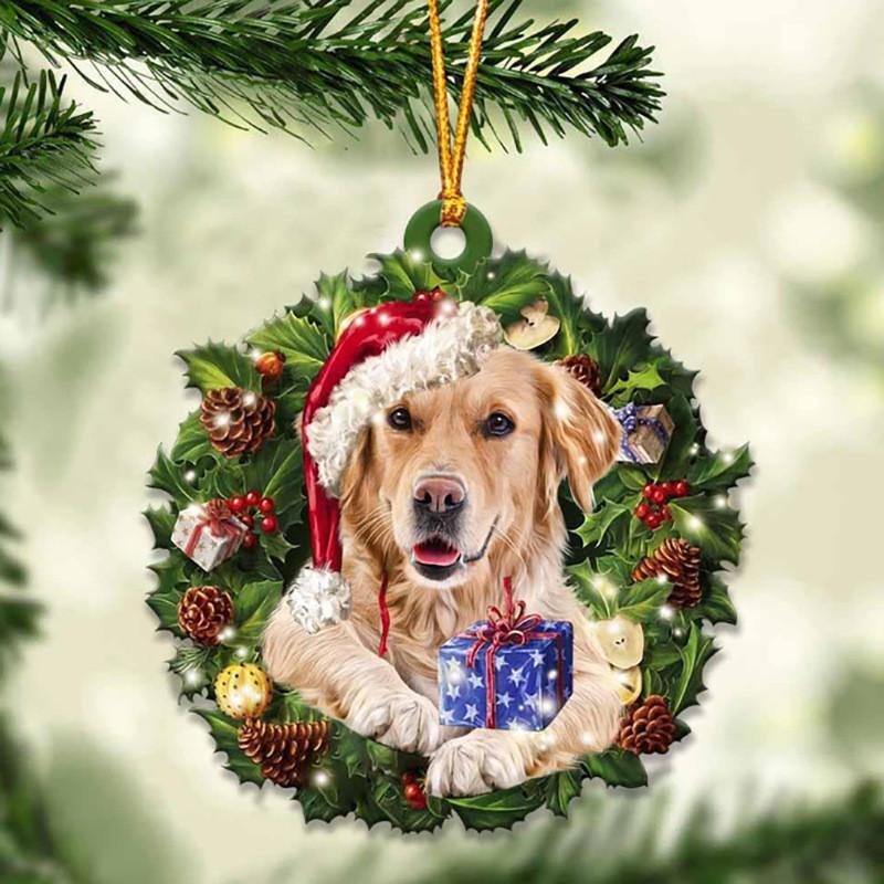 Cute Christmas Acrylic Dog Hanging Decor For Rearview Mirror And Home Spaces