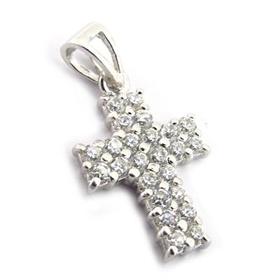 [K5817] - White 'Cross' Silver Pendant