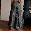 Damen High Waist Weite Beine Hose Lockerer Schnitt Leicht Fließend Bedruckte Lässige Hose Elastischer Bund Palazzo Hose