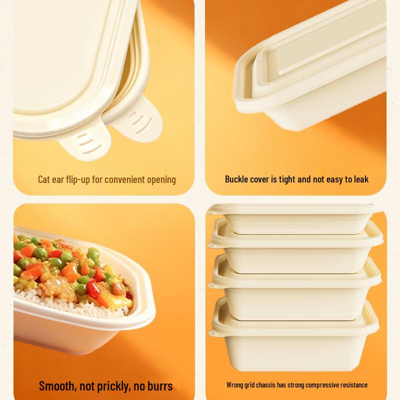 750ml Biologiskt nedbrytbar Lunchlåda för engångsbruk av Majsstärkelse med Lock (100 Räkna)