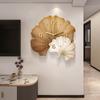 BEPAN Ginkgo Leaves with Clocks, Wall-mounted Restaurant Decorative Paintings, Creative Background Walls, and Home Decoration Clocks