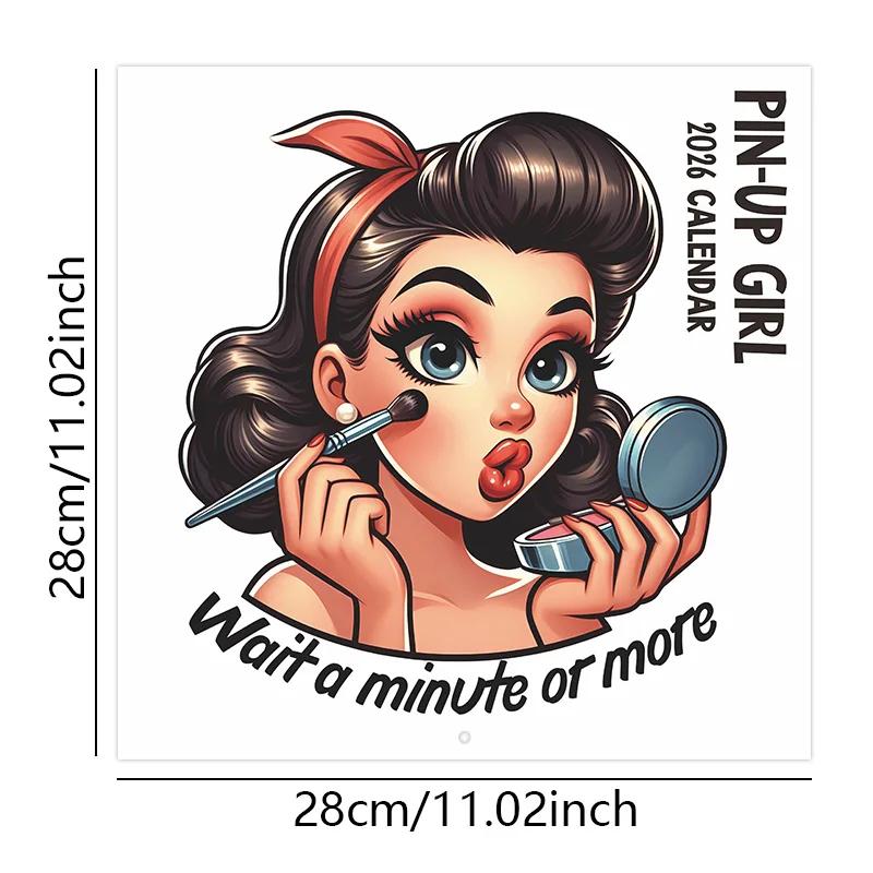 2026 Wall Calendar Enthusiastic Fuuny Pin-up Girl 12month Schedule Organizer Daily Weekly Agenda Planner Home Office Decor