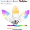 ZigBee E14 LED-pærer Smart Dimbare Stearinlys RGB+WW+CW LED-lampe For Alexa Google Home Alice eWelink App-kontroll