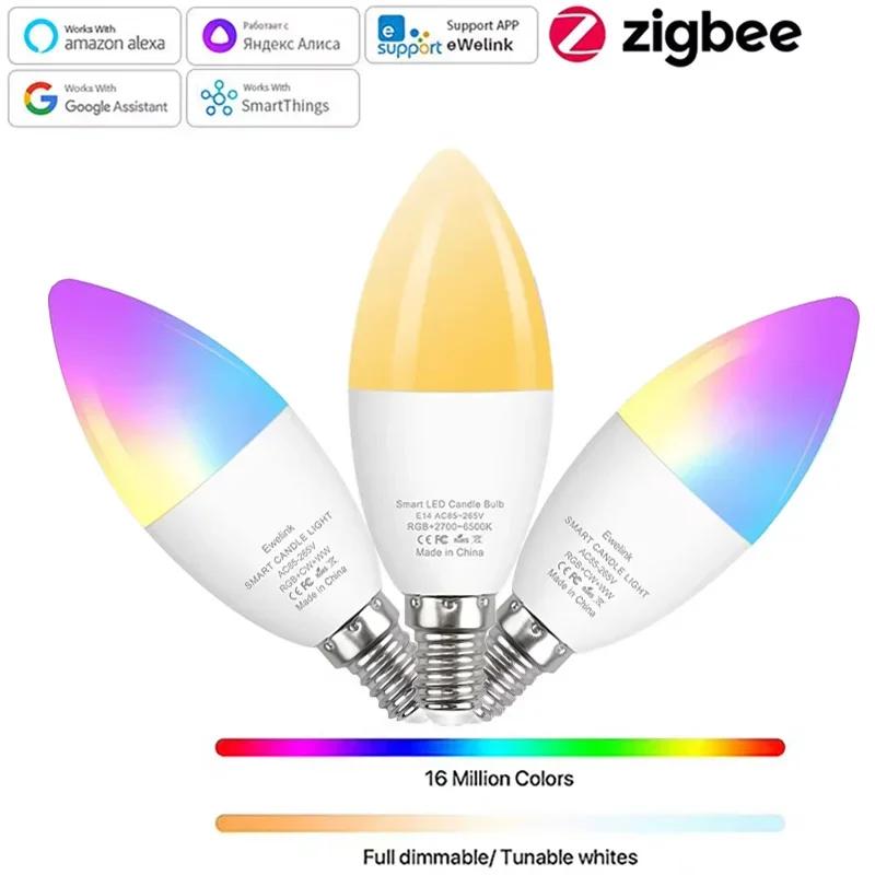 E14 LED Intelligente Glühbirne ZigBee Kerzenlicht 85-265V RGB+WW+CW Für Intelligente Glühbirnen für Schlafzimmer Wohnzimmer Heimgebrauch