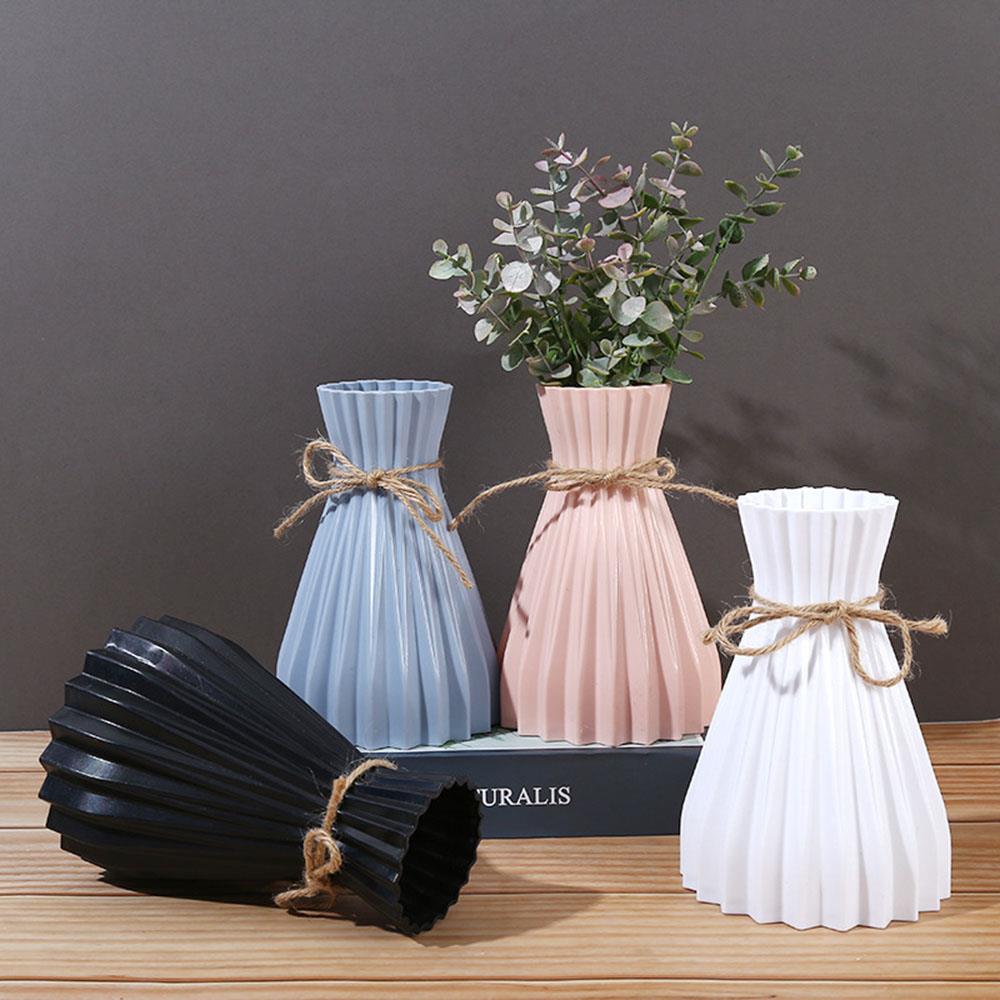 Schmale Taille Origami Gestreifte Vase Kreative Einfache Plastik Blumenvasen Europäische Taillenbetonung Heimdekoration Trockenblumenflasche