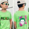 One Piece Roronoa Zoro Anime Kleidung Kinder T-Shirt Baumwolle Kurzarm Grün Cartoon Oberteil für Jungen