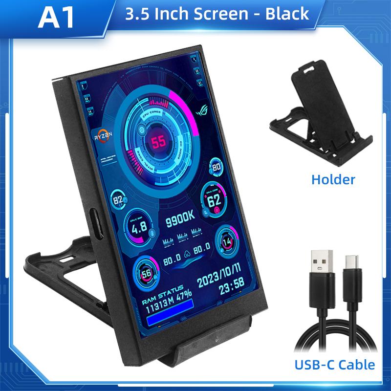 Écran Secondaire USB TURZX 3,5 / 5 Pouces IPS pour Ordinateur CPU GPU RAM HDD Moniteur Type C Affichage PAS AIDA64 LCD pour Windows 10 11