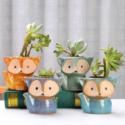 Schattige Vos Bloempot Keramische Planter Huisdecoratie Ornamenten Tuinbenodigdheden Bonsai Cactus Plantenpot Vetplant Pot