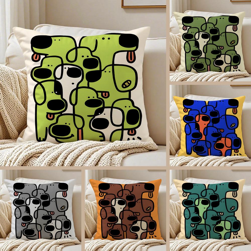 Abstract Funny Creative Dog Cartoon Cushion Cover Pillowcase Antidustmite Living Room Sofa Decor Cushion Room