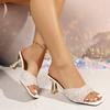 Fashionable Stunning Sexy Open-Toe Stiletto Heel Slippers – European & American Style Colorful Rhinestone Slide Sandals for Women
