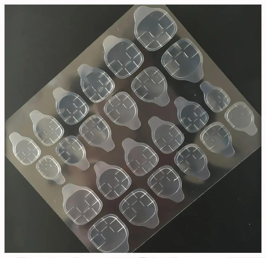 Doppelseitig selbstklebend 10 Blatt / Los Top Transparent Klarer Aufkleber Klebeband für Falsche Nagelspitzen Nail Art Werkzeuge 240 Stück