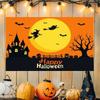 VIKAMA Halloween Banner Happy Halloween Tapestry Cute Ghost Witch Castle Print Home Yard Party Wall Hanging Decor Flag