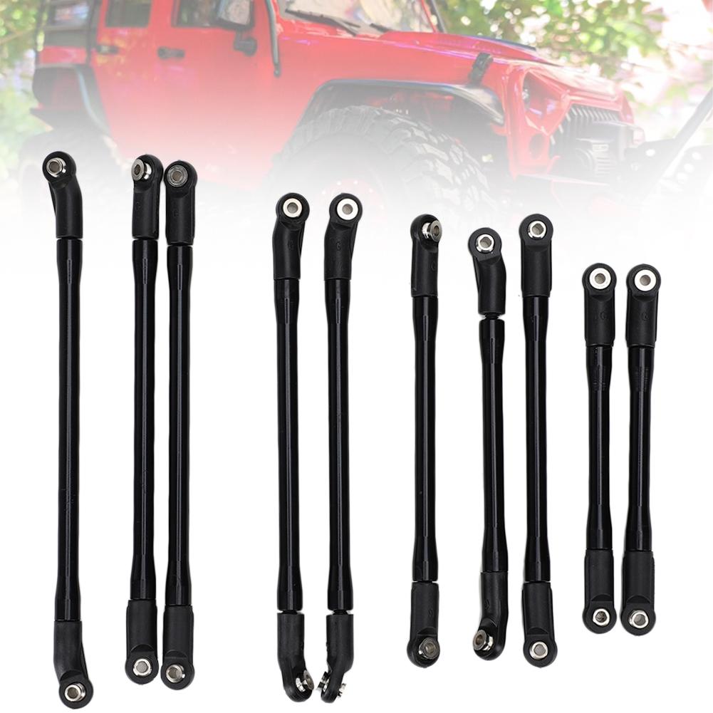 10pcs Metal Chassis Anti Rust Replacement Pull Rod Fit for Axial SCX10 II RC Crawler Black