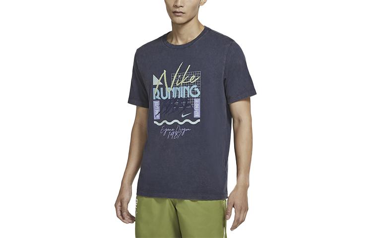 Nike Dri Fit T Shirts Men s Obsidian Color Crew Neck Moderate Straight Fit CZ8181-451 L