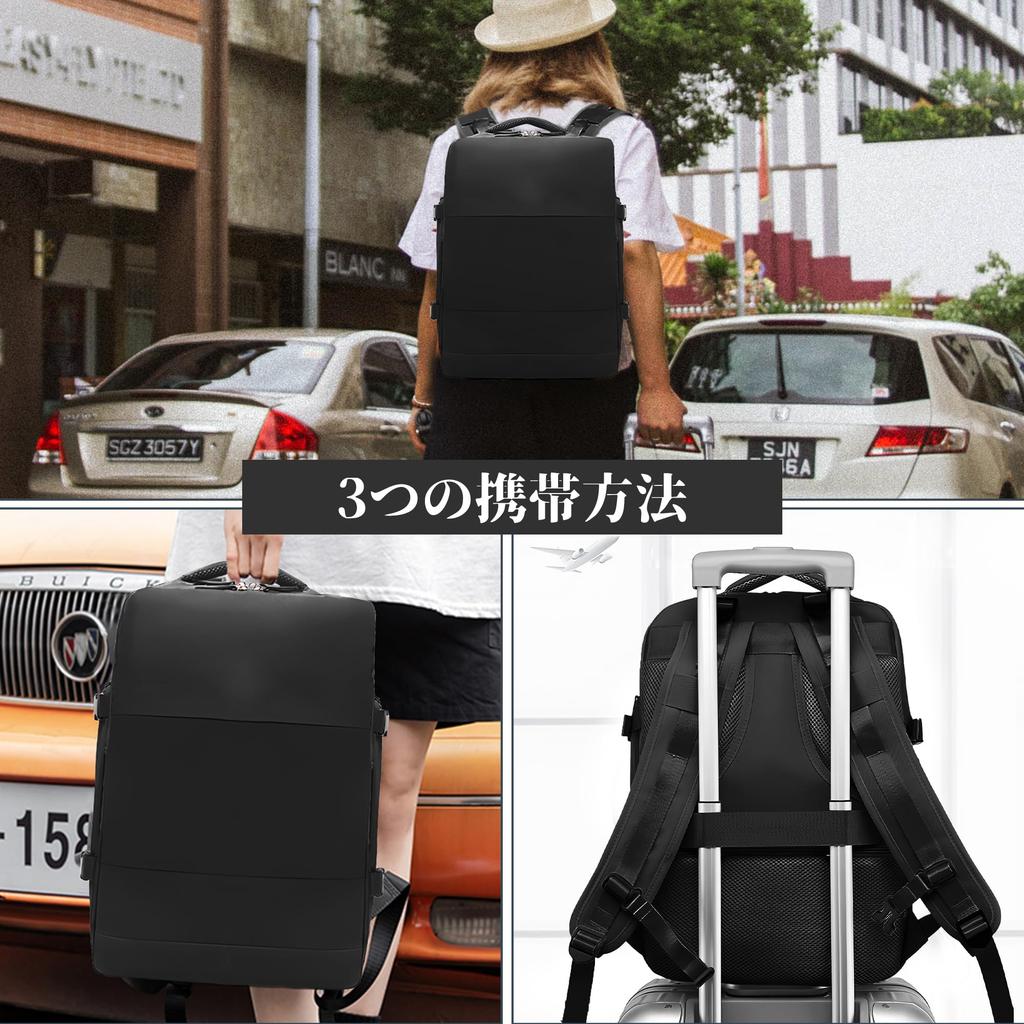 TORIBIO Women's Business Backpack with Shoe Storage, Large Capacity, Waterproof, Travel Backpack, Fits 15.6-inch PC (Model 2210, Black)