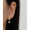 NEW Fashion Jewelry 925 Sterling Silver Flower Pattern Long Tassel Chain Small Zircon Gold Plated Stud Earring Jewelry for Women