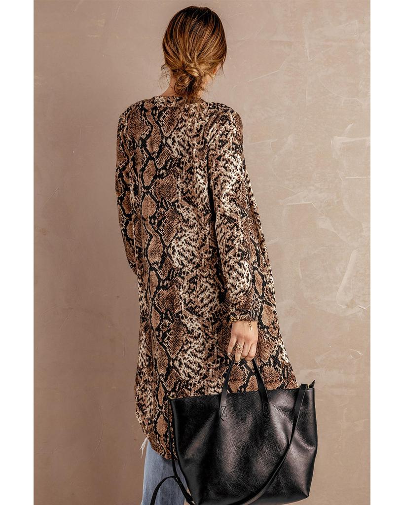 Azura Exchange Long Cardigan with Snake Print