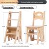 Solid Wood Folding Ladder Chair: Dual-Use, Multifunctional 4-Step Indoor Stool
