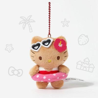 Olive Young X Sanrio Tanning Hello Kitty Plush Keyring Keychain Pendant Doll Model Toy Cute Toys Birthday Gifts