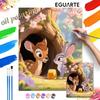 Digital Oil Painting Art Painting Forest Deer and Rabbit Handmade Diy Home Decorations