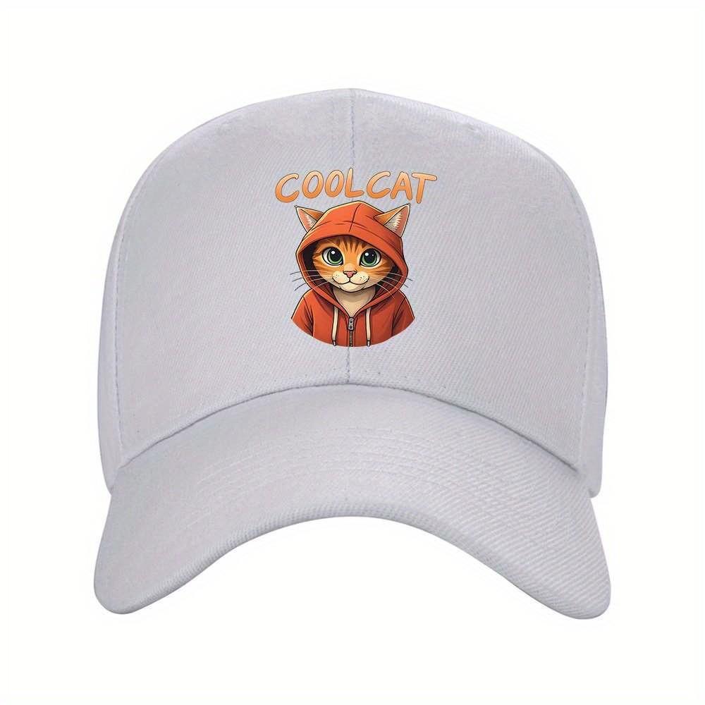 Cool Cat Graphic Baseball Cap Trendy Cartoon Animal Adjustable Summer Travel Hat
