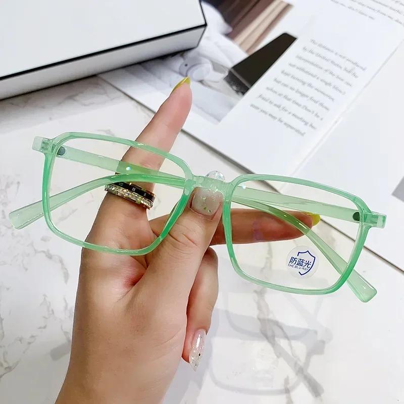 Myopia Glasses For Women Men Unisex Anti Blue Light Square Tr Frame Short Sight Eyeglasses Optical Prescription Eyewear Diopter