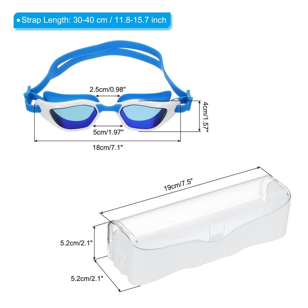PATIKIL Unisex Polarized Swim Pool Swimming Sun with Storage Adult Goggles, Anti-Fog Goggles, Resistant, Leak-Free, Box, Size, Blue/White