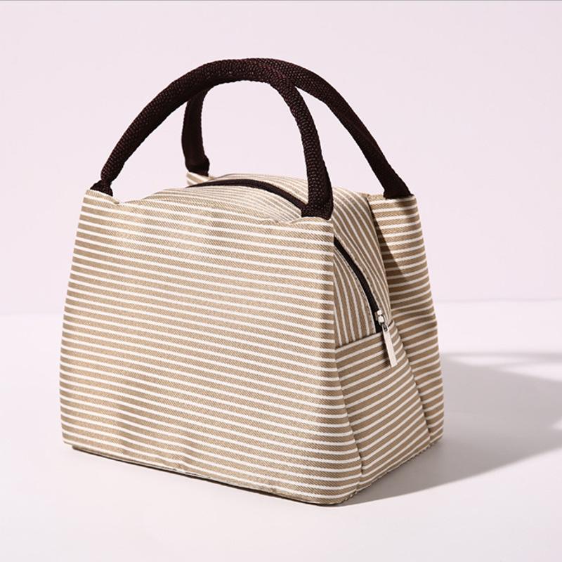 Hot Sale Stripe Women's Kids Lunch Bag Water-Resistant Insulated Picnic Food Storage Container Thermal Handbag Cooler Bag Practical Use