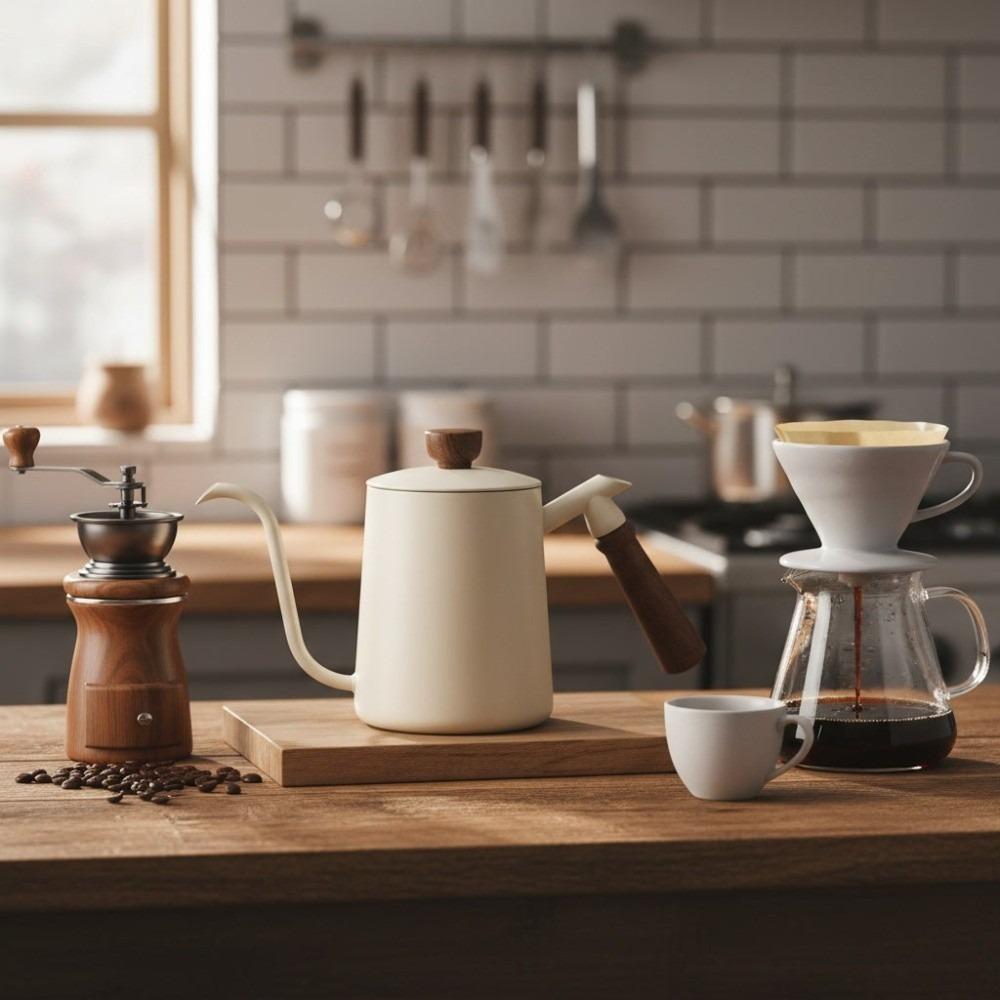 304 Edelstahl Pour-over Kaffeekanne Tropföffnung Handbrüh Kaffeekessel Barista