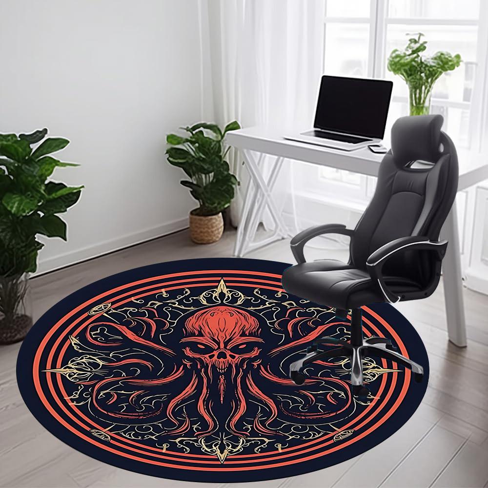 1pc Cthulhu Mandala Office Round Area Rug, Mat Suitable ForOffice, Under Office Chairs Bedroom Living Room Home Decor, Room Deco
