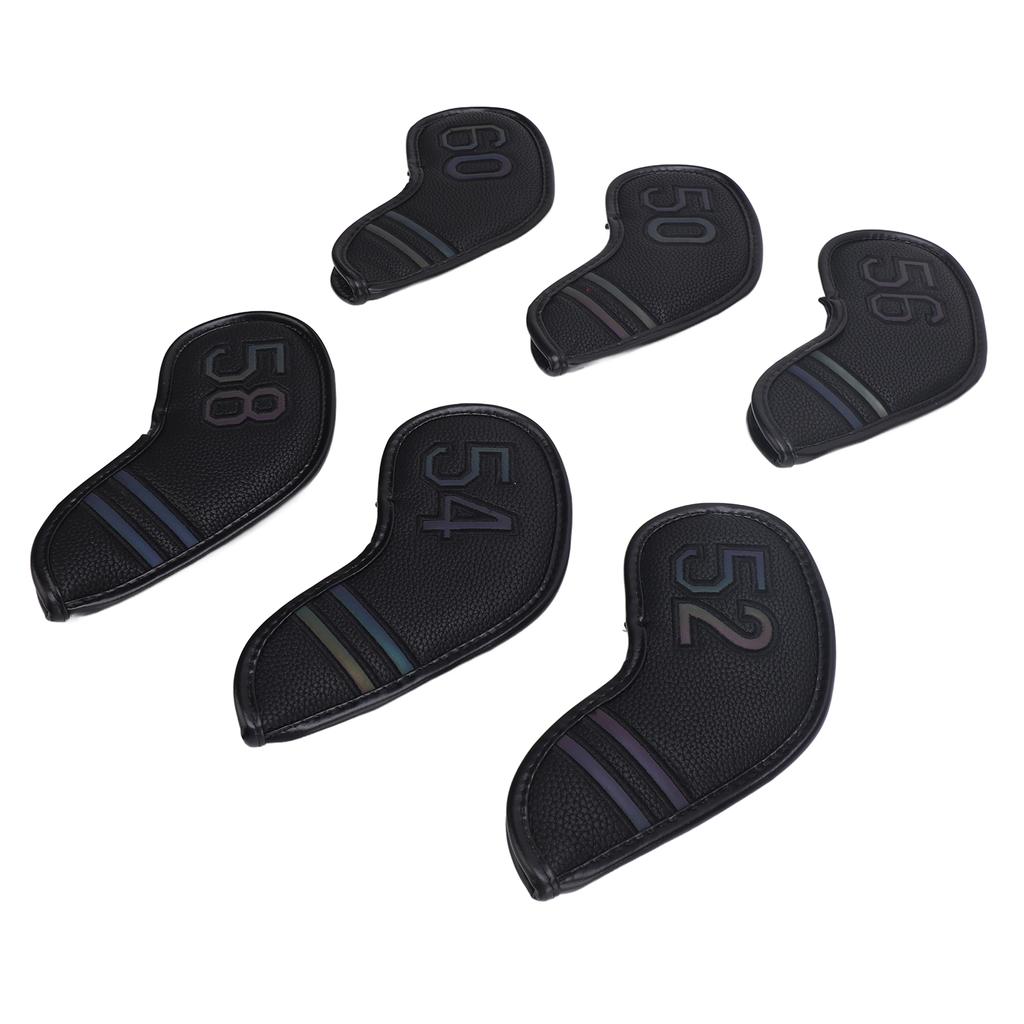 6 szt. Pokrowców na kije typu wedge z PU skóry pasuje do większości kijów łatwe do identyfikacji haftowany numer