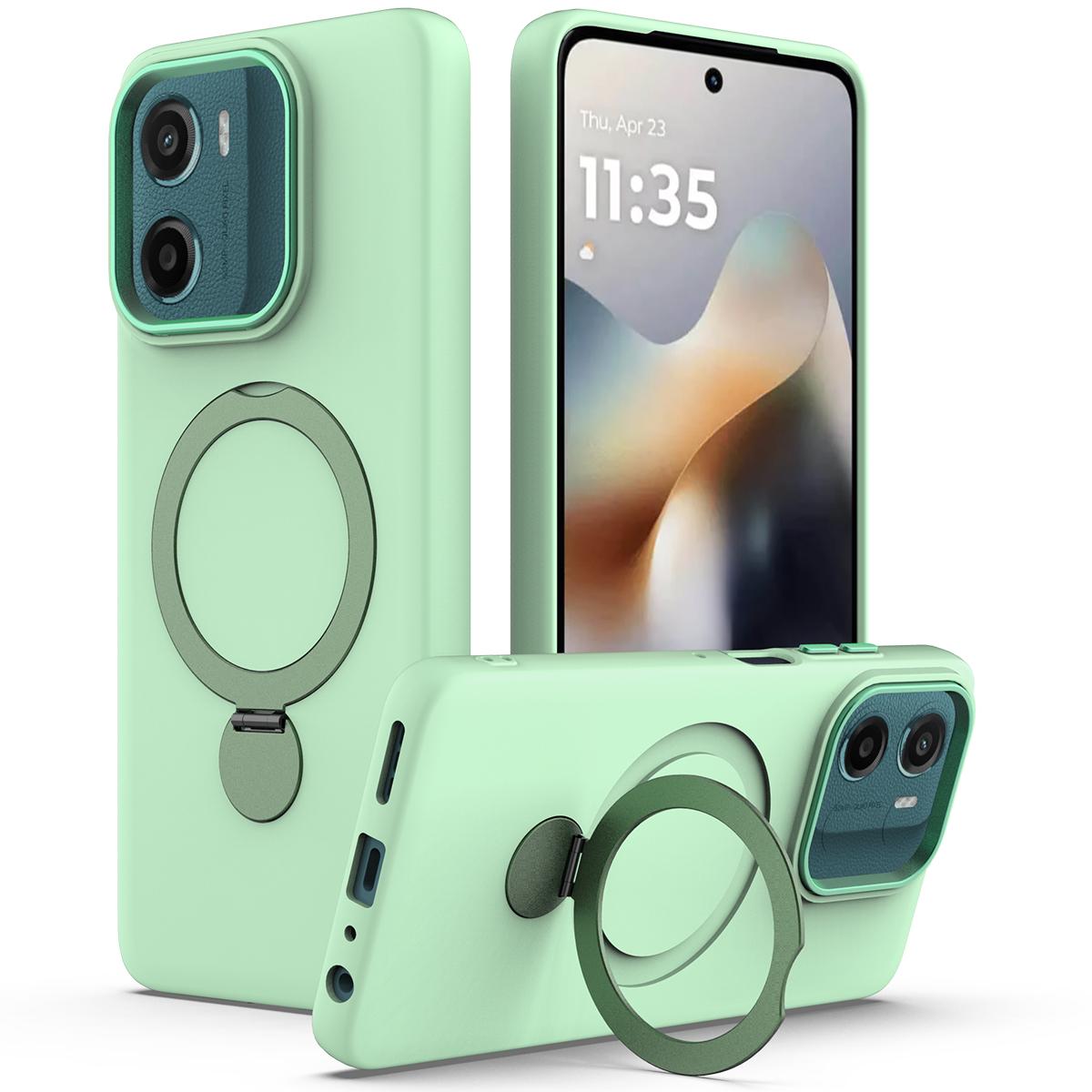 For Motorola Moto E15 4G/Motorola Moto G05 4G Magnetic Case Rotating Ring Kickstand TPU + PC Back Cover