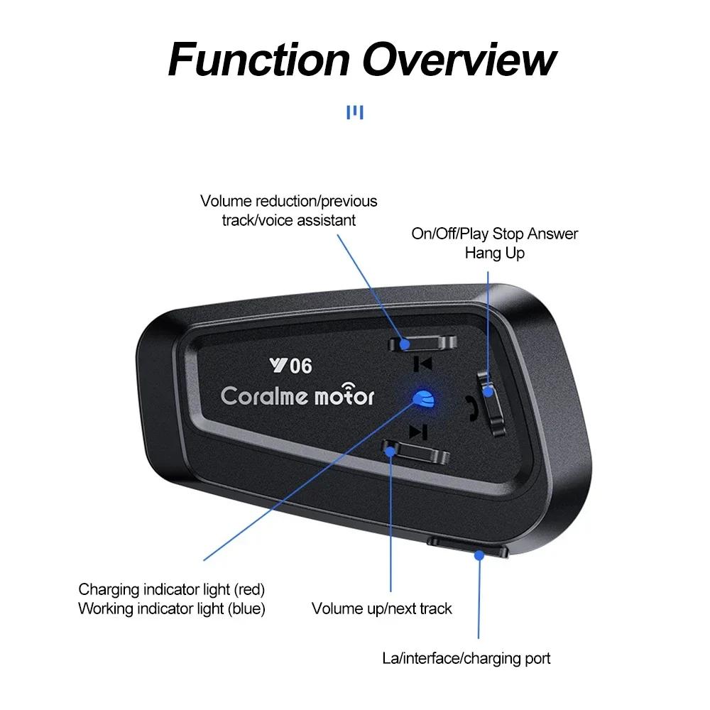 Y06 Motorcycle Helmet Headset Bluetooth 5.3 Motorcycle Wireless Hands-on Talking Headset Waterproof Motorbike Earphone