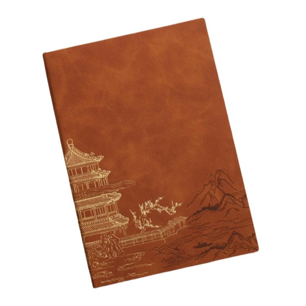 Chinese Style China-Chic Gold Stamping Notepad PU Cover Meeting Record Notebook  School