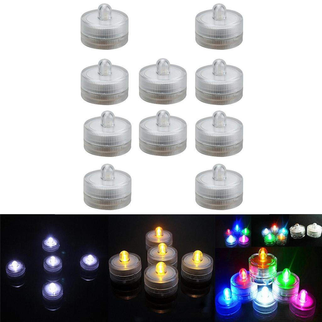 10Pc Submersible Light Flameless Candles Waterproof Wedding Party