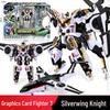 Authentic Hyunka Fighter 3: Spin Mech Silver Wing Knight Transforming Robot Airplane Toy for Children.