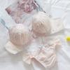 No Steel Rim Japanese Gathering Girl Bra Sweet and Cute Mesh Embroidery Breathable Thin Women's Underwear Bra