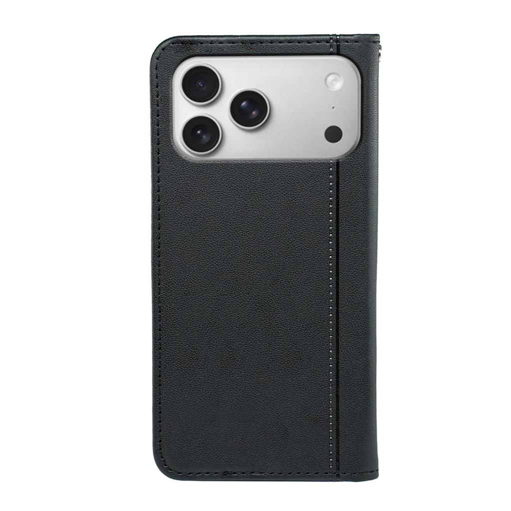 For iPhone 17 Pro Wallet Case Magnetic Closing PU Leather Phone Cover with Wrist Strap