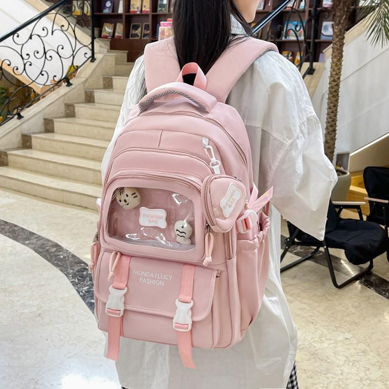 Spring New Student Backpack Japanese Solid Color Small Fresh Junior and Senior High School Student Bag Large Capacity Backpack.