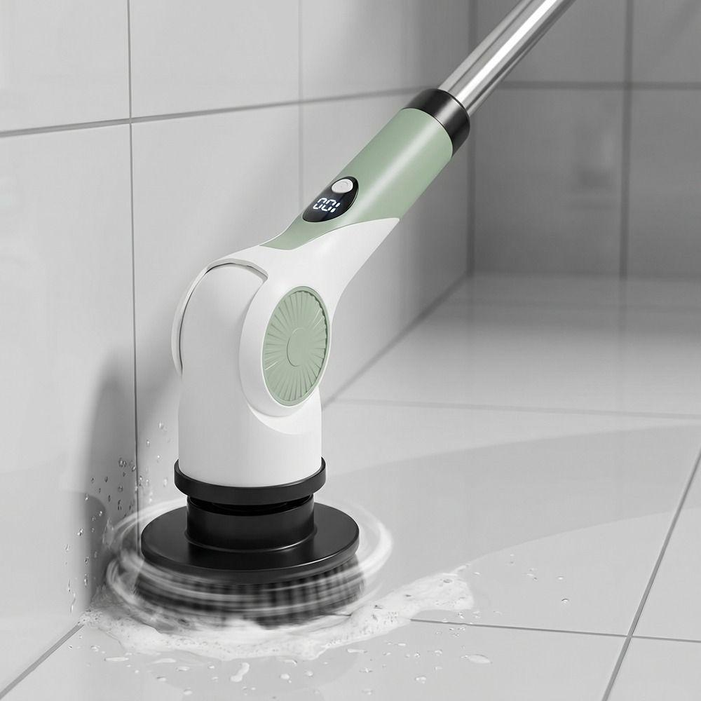 Handheld Telescopic Wireless Cleaning Brush Replaceable Head Window Cleaner  Bathroom