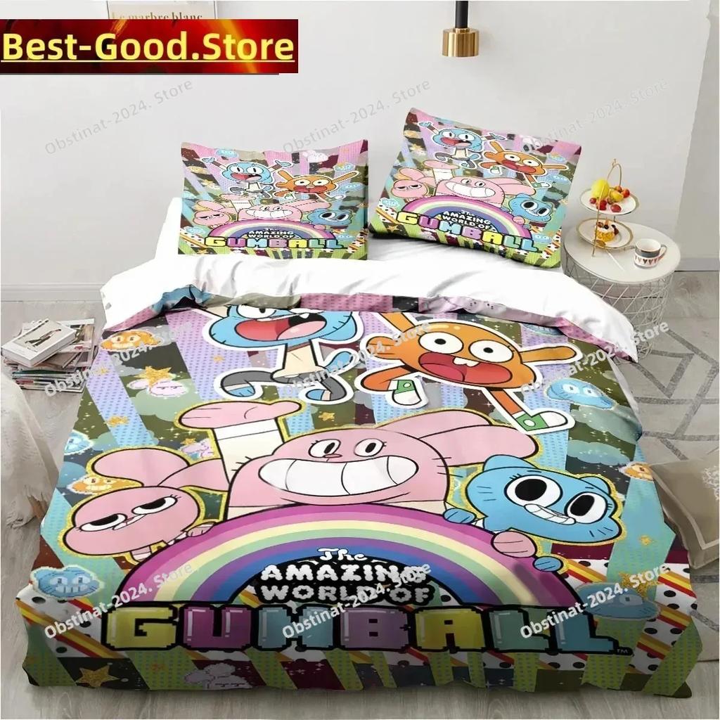 Carton The Amazing World Beding Set Gumbal Young Boys Young Girls Twin Quen King-Sized Dimensionsd Dimensions Soft Duvet Cover Pilowcase Bed boys