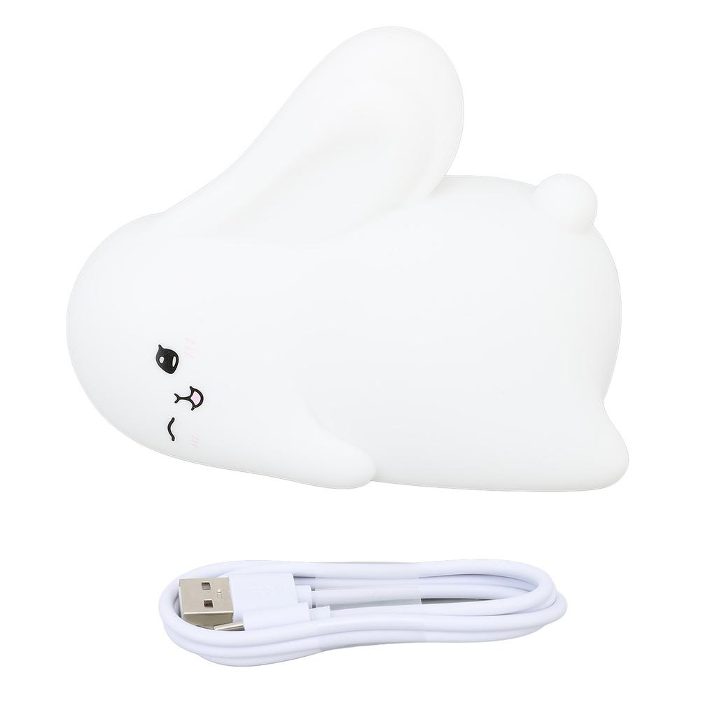 Night Light Silicone Cute Rabbit USB Rechargeable LED 1200mAh Night Lamp for Infant Breastfeeding Sleep Nurseries